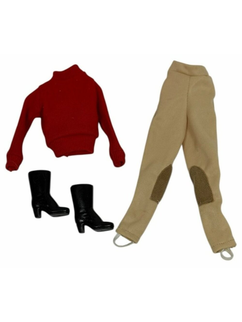 Vintage Marx Sindy LET'S GO RIDING Outfit #1102 Pants Red Shirt Top Black Boots